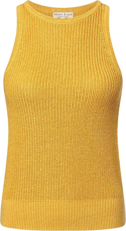 Żółty top Marie Lund z okrągłym dekoltem w stylu casual