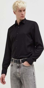 Czarna koszula Hugo Boss z długim rękawem z klasycznym kołnierzykiem w stylu casual