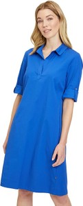 Niebieska sukienka Vera Mont z bawełny koszulowa z krótkim rękawem