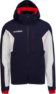 Granatowa kurtka Descente krótka w sportowym stylu z tkaniny
