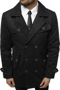 Czarny płaszcz męski Ozonee w stylu klasycznym