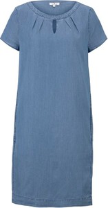 Niebieska sukienka Tom Tailor prosta mini z okrągłym dekoltem