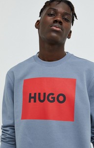 Niebieska bluza Hugo Boss w młodzieżowym stylu z nadrukiem z dzianiny