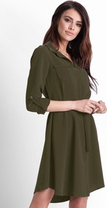 Zielona sukienka Ivon w stylu casual z długim rękawem