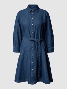 Granatowa sukienka Ralph Lauren koszulowa z długim rękawem mini