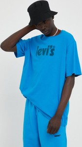 Niebieski t-shirt Levis z bawełny w młodzieżowym stylu