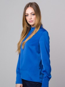 Niebieska bluzka Willsoor z tkaniny z długim rękawem