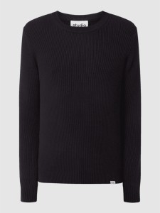 Czarny sweter Seidensticker Studio z bawełny z okrągłym dekoltem