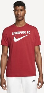 Czerwony t-shirt Nike w sportowym stylu z krótkim rękawem z bawełny