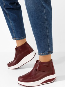 Czerwone botki Zapatos ze skóry w stylu casual