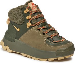 Zielone buty trekkingowe Nike z płaską podeszwą sznurowane