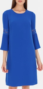 Niebieska sukienka L’AF mini z długim rękawem z okrągłym dekoltem