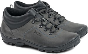 Czarne buty trekkingowe Brilu sznurowane ze skóry