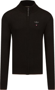 Czarny sweter Aeronautica Militare z wełny w stylu casual