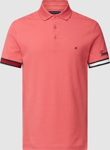 Różowa koszulka polo Tommy Hilfiger z krótkim rękawem w stylu casual