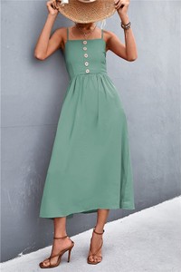 Zielona sukienka Sweet Summer na ramiączkach z dekoltem w kształcie litery v