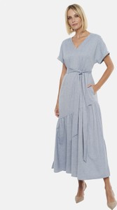 Niebieska sukienka POTIS & VERSO z krótkim rękawem w stylu casual maxi