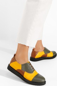 Żółte półbuty Zapatos z płaską podeszwą w stylu casual