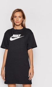 Czarna sukienka Nike z okrągłym dekoltem mini prosta
