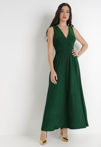 Zielona sukienka born2be maxi na ramiączkach