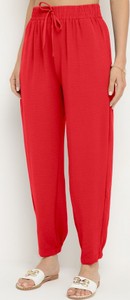 Czerwone spodnie born2be w stylu casual z dresówki
