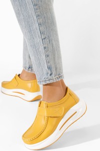Żółte buty sportowe Zapatos z płaską podeszwą
