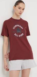 Czerwony t-shirt Converse z bawełny z krótkim rękawem z nadrukiem
