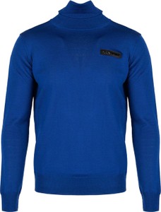 Niebieski sweter ubierzsie.com w stylu casual z wełny z golfem