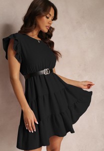Czarna sukienka Renee mini z krótkim rękawem