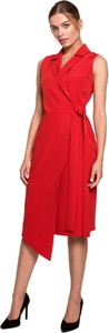 Czerwona sukienka Stylove bez rękawów z golfem w stylu klasycznym