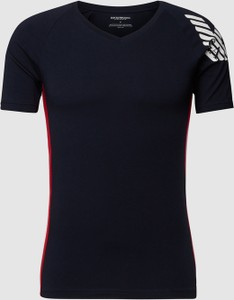Granatowy t-shirt Emporio Armani z krótkim rękawem z nadrukiem w młodzieżowym stylu