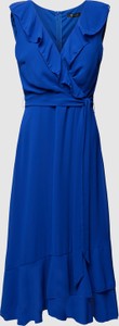Niebieska sukienka Paradi midi z dekoltem w kształcie litery v