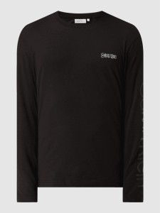 Czarny t-shirt Calvin Klein z bawełny w stylu casual z długim rękawem