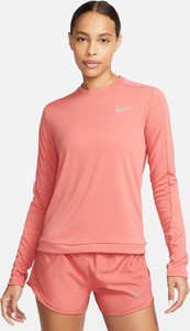 Pomarańczowa bluzka Nike z okrągłym dekoltem z tkaniny z długim rękawem