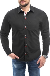 Czarna koszula Risardi z klasycznym kołnierzykiem w stylu casual
