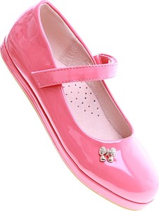 Różowe balerinki Pantofelek24 dla dziewczynek na rzepy