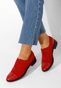 Czerwone półbuty Zapatos z płaską podeszwą