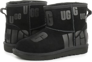 Czarne buty dziecięce zimowe UGG Australia na rzepy