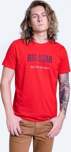 Czerwony t-shirt Big Star z dzianiny