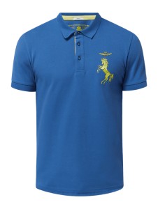 Niebieska koszulka polo Aeronautica Militare z bawełny z krótkim rękawem