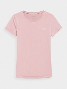 Różowy t-shirt 4F z okrągłym dekoltem z krótkim rękawem