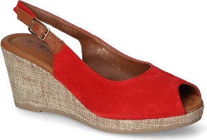 Czerwone sandały Tamaris z zamszu