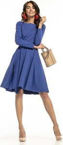 Niebieska sukienka Tessita z okrągłym dekoltem z długim rękawem mini