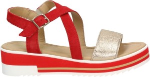 Czerwone sandały Igi & Co z płaską podeszwą w stylu casual z klamrami