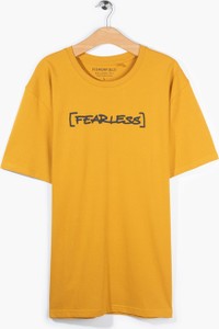 Żółty t-shirt Gate z nadrukiem w młodzieżowym stylu z krótkim rękawem