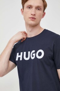 Granatowy t-shirt Hugo Boss z krótkim rękawem w młodzieżowym stylu