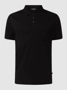 Czarna koszulka polo Maerz Muenchen w stylu casual z bawełny z krótkim rękawem