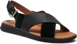Czarne sandały Geox w stylu casual z płaską podeszwą