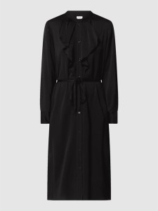 Czarna sukienka Seidensticker maxi z kołnierzykiem z długim rękawem