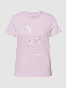 Różowy t-shirt Tom Tailor w młodzieżowym stylu z okrągłym dekoltem z bawełny